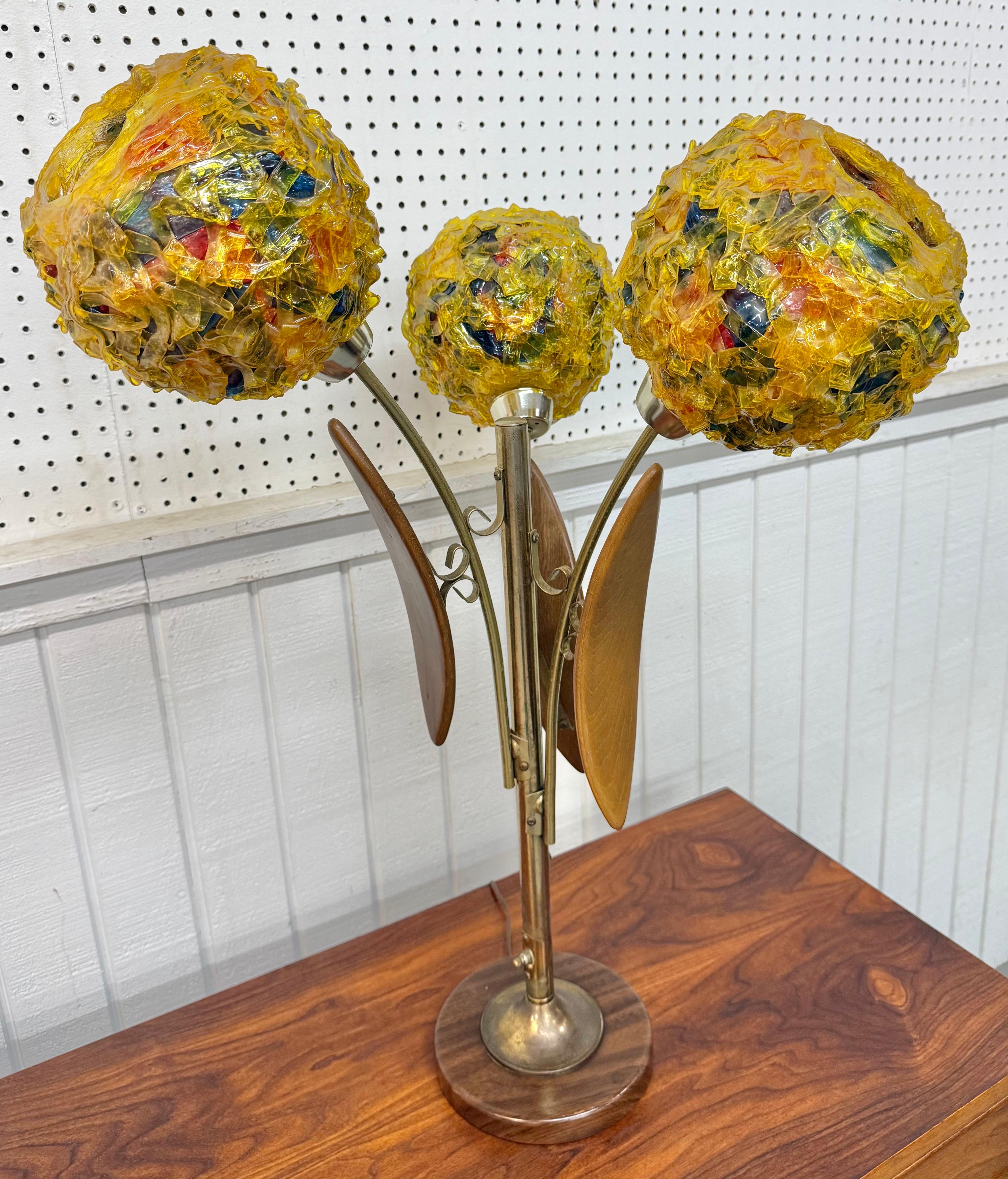 Metà XX secolo Mid-Century Modern Tulip Spaghetti Shade Table Lamps - Set of 2 in vendita