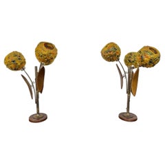 Mid-Century Modern Tulip Spaghetti Shade Table Lamps - Set of 2