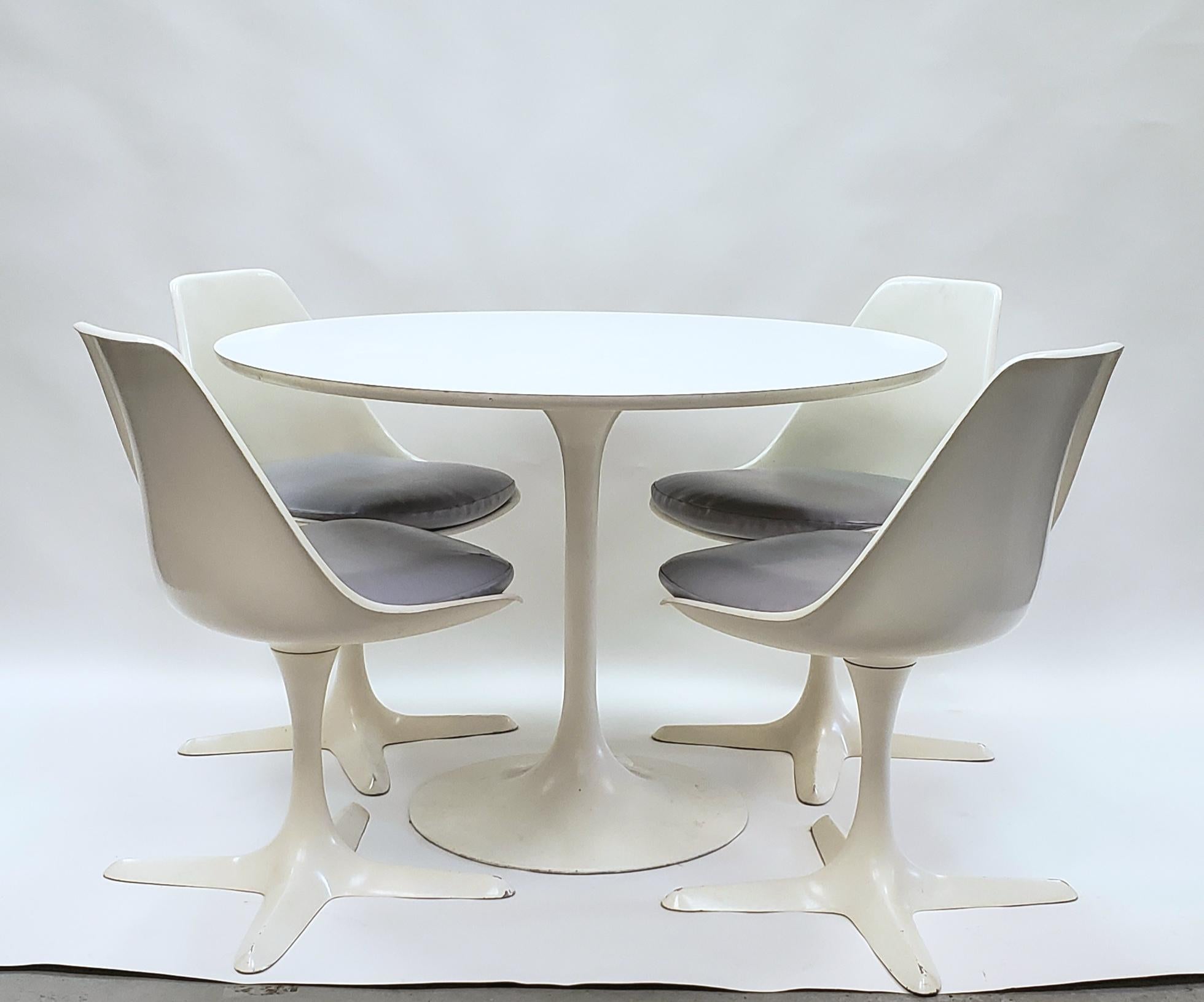 20th Century Mid-Century Modern Tulip Table and Chairs by Burke