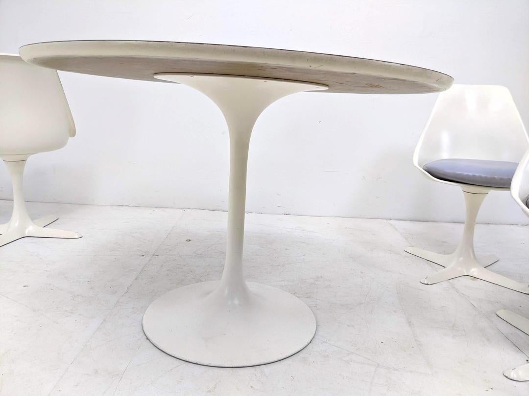 Metal Mid-Century Modern Tulip Table and Chairs by Burke