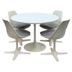 Vintage Mid-Century Modern Tulip Table and Chairs by Burke