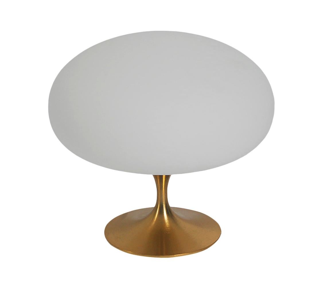 Indian Mid-Century Modern Tulip Table Lamp by Designline in Brass with White Glass For Sale