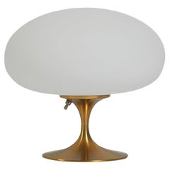 Vintage Mid-Century Modern Tulip Table Lamp by Designline in Brass with White Glass