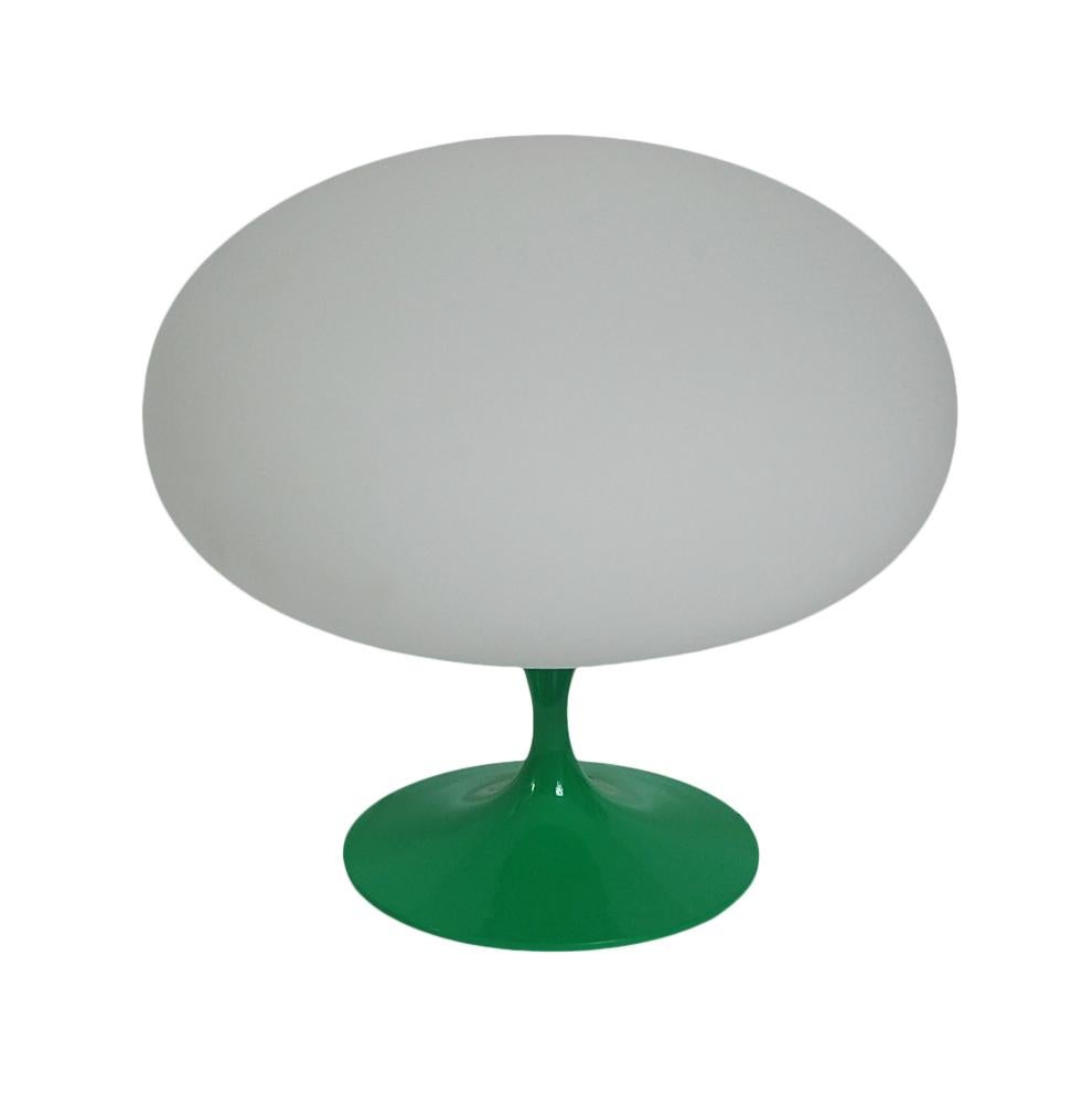 Indian Mid-Century Modern Tulip Table Lamp by DesignLine in Green with White Glass For Sale