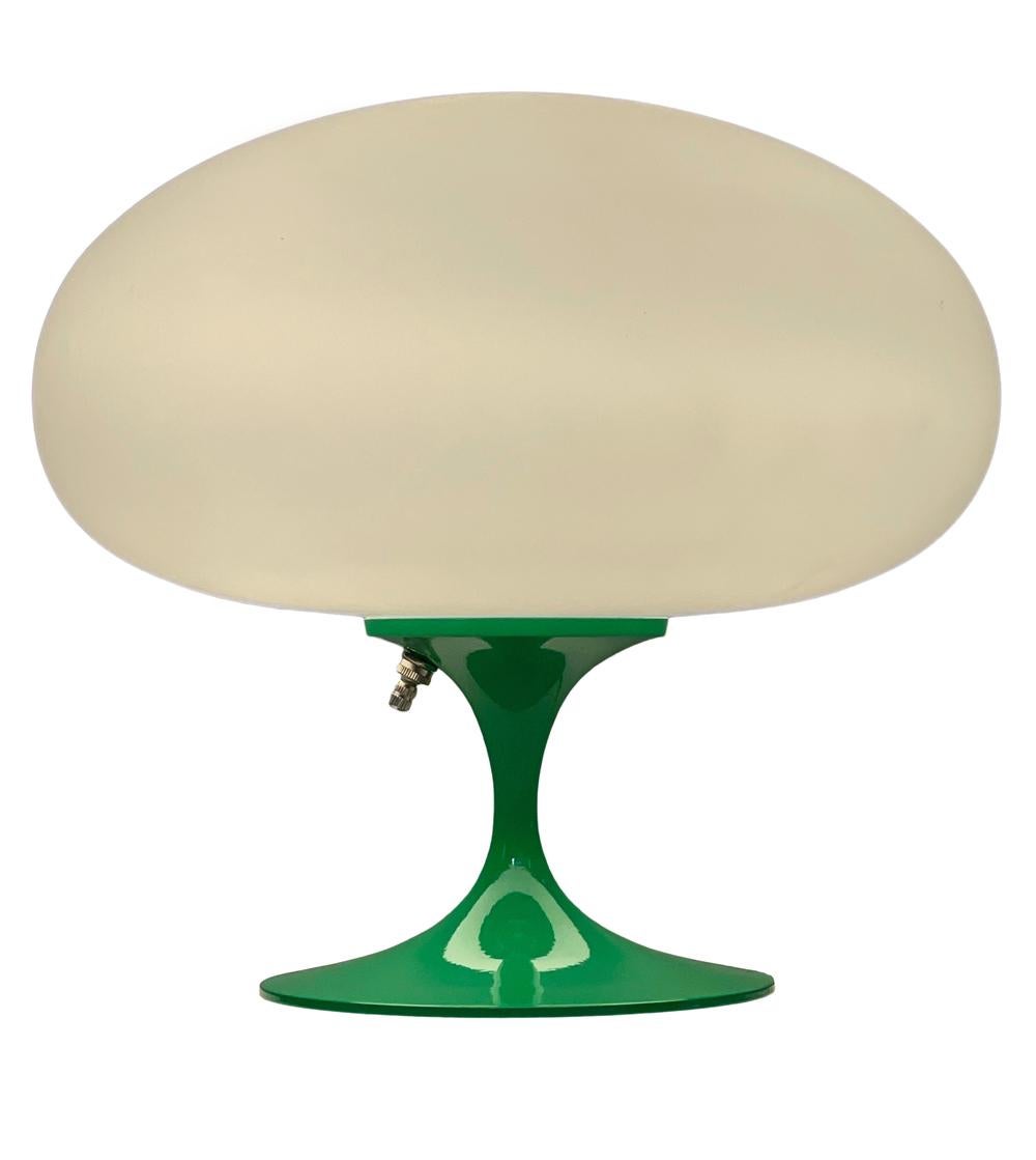Mid-Century Modern Tulip Table Lamp by DesignLine in Green with White Glass In New Condition For Sale In Philadelphia, PA