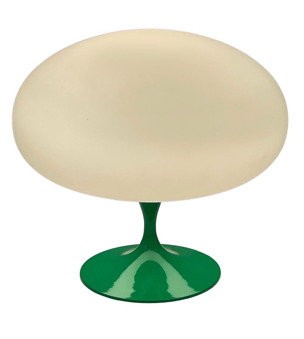 Aluminum Mid-Century Modern Tulip Table Lamp by DesignLine in Green with White Glass For Sale