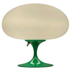 Mid-Century Modern Tulip Table Lamp by DesignLine in Green with White Glass