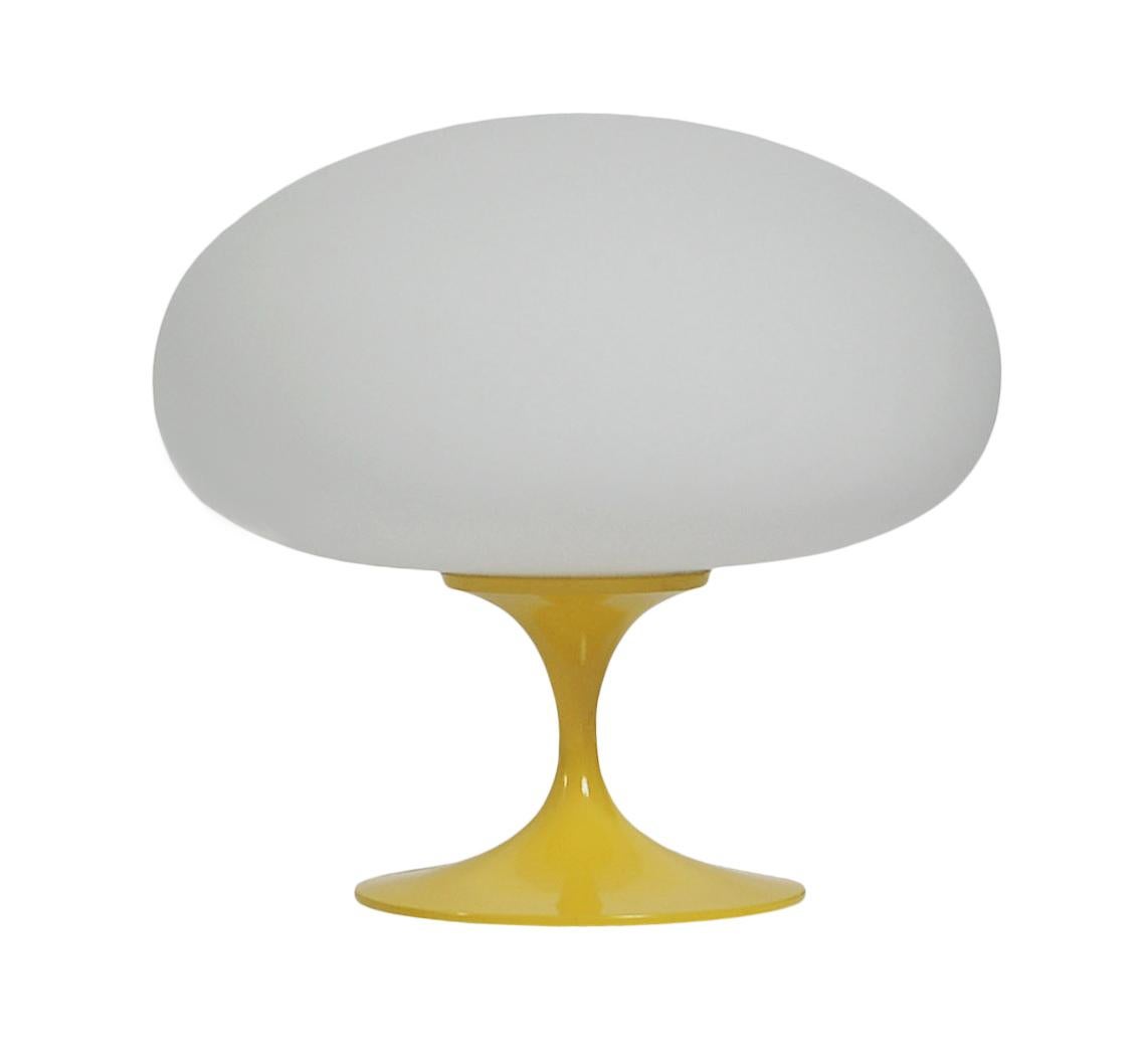 Indian Mid-Century Modern Tulip Table Lamp by Designline in Yellow with White Glass