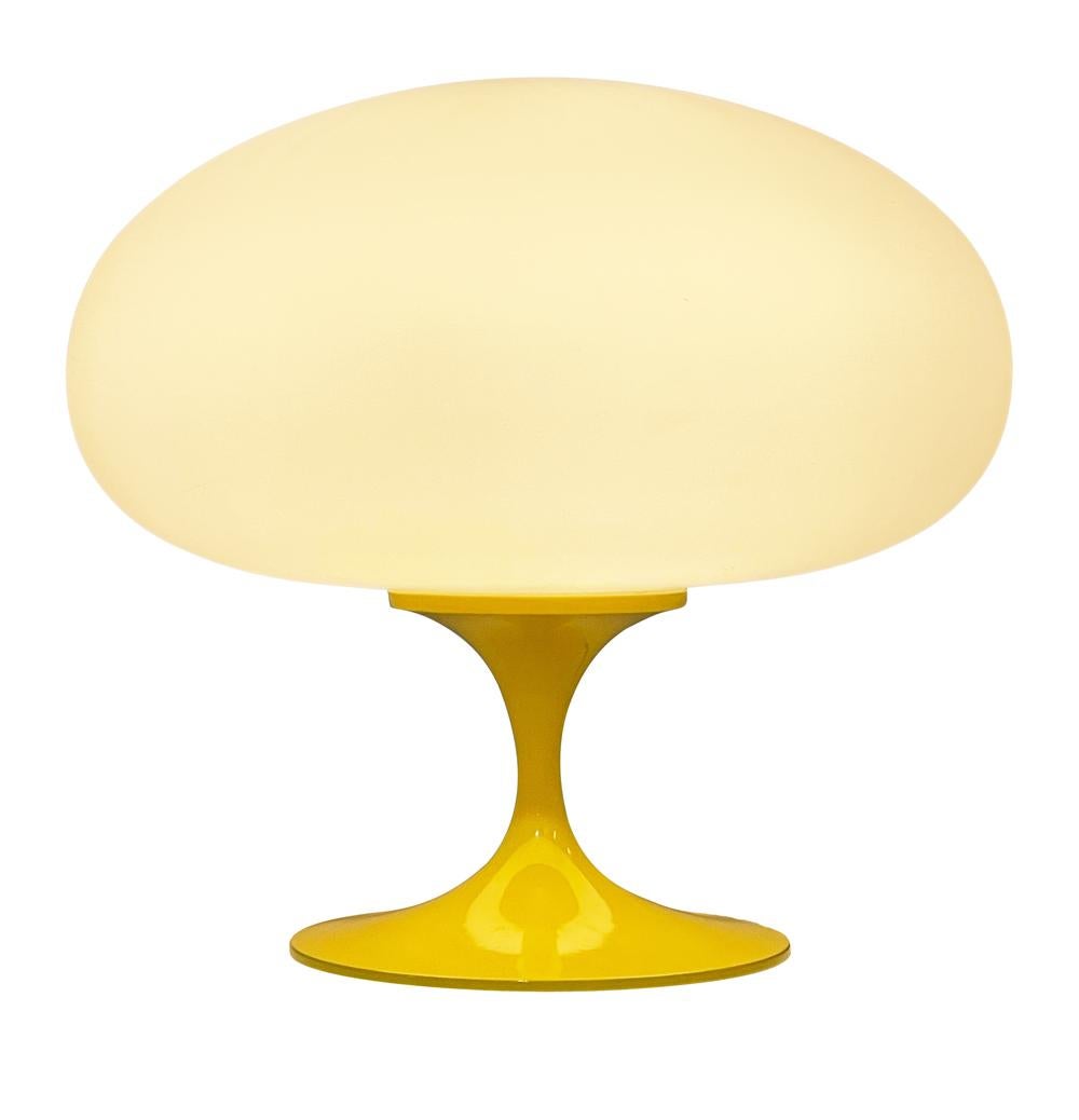 Mid-Century Modern Tulip Table Lamp by Designline in Yellow with White Glass In New Condition For Sale In Philadelphia, PA