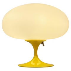 Mid-Century Modern Tulip Table Lamp by Designline in Yellow with White Glass