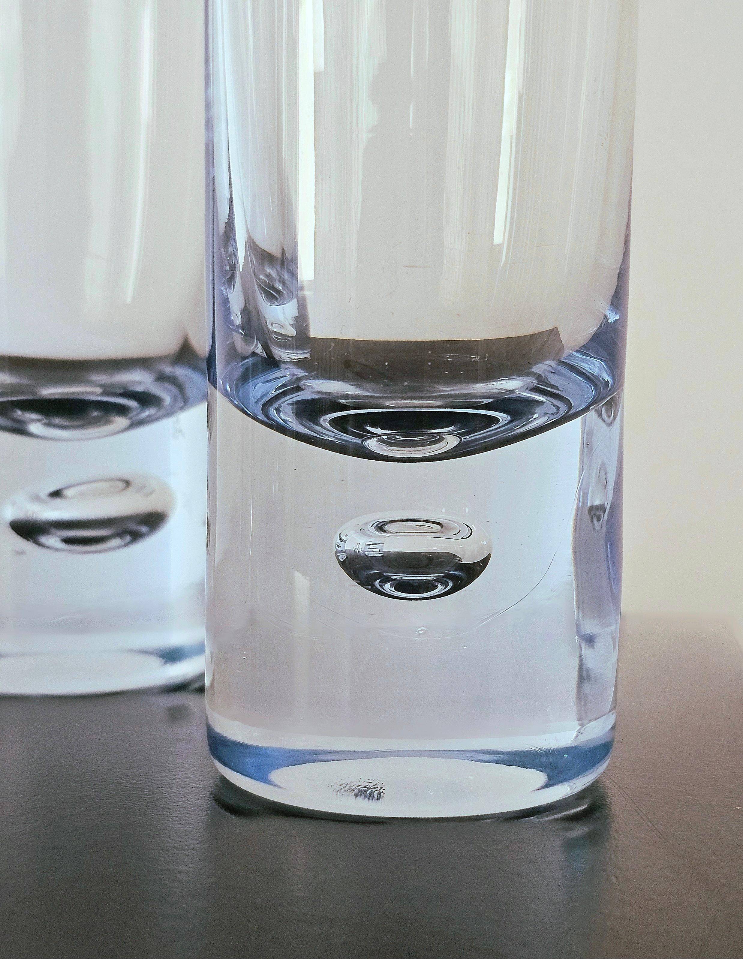 Italian MidCentury Modern Tumblers Glasses Clear and Light Blue Glass Italy 70s Set of 6