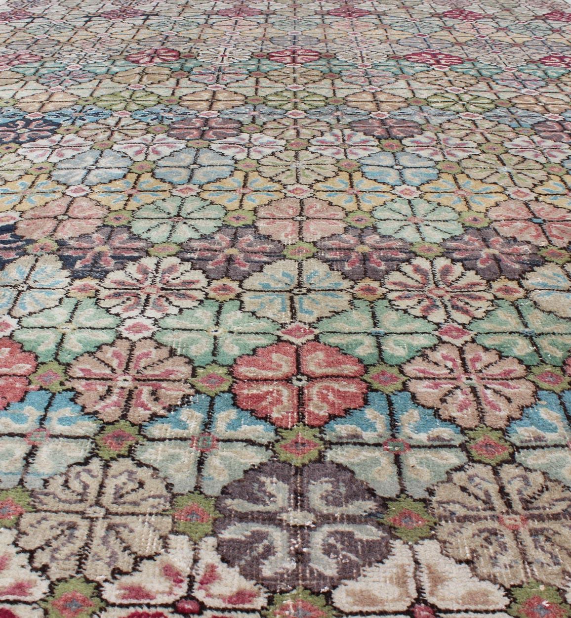 Moderne Mitte des Jahrhunderts,  Vintage  Teppich in mehrfarbigem Design in modernem Design im Angebot 3