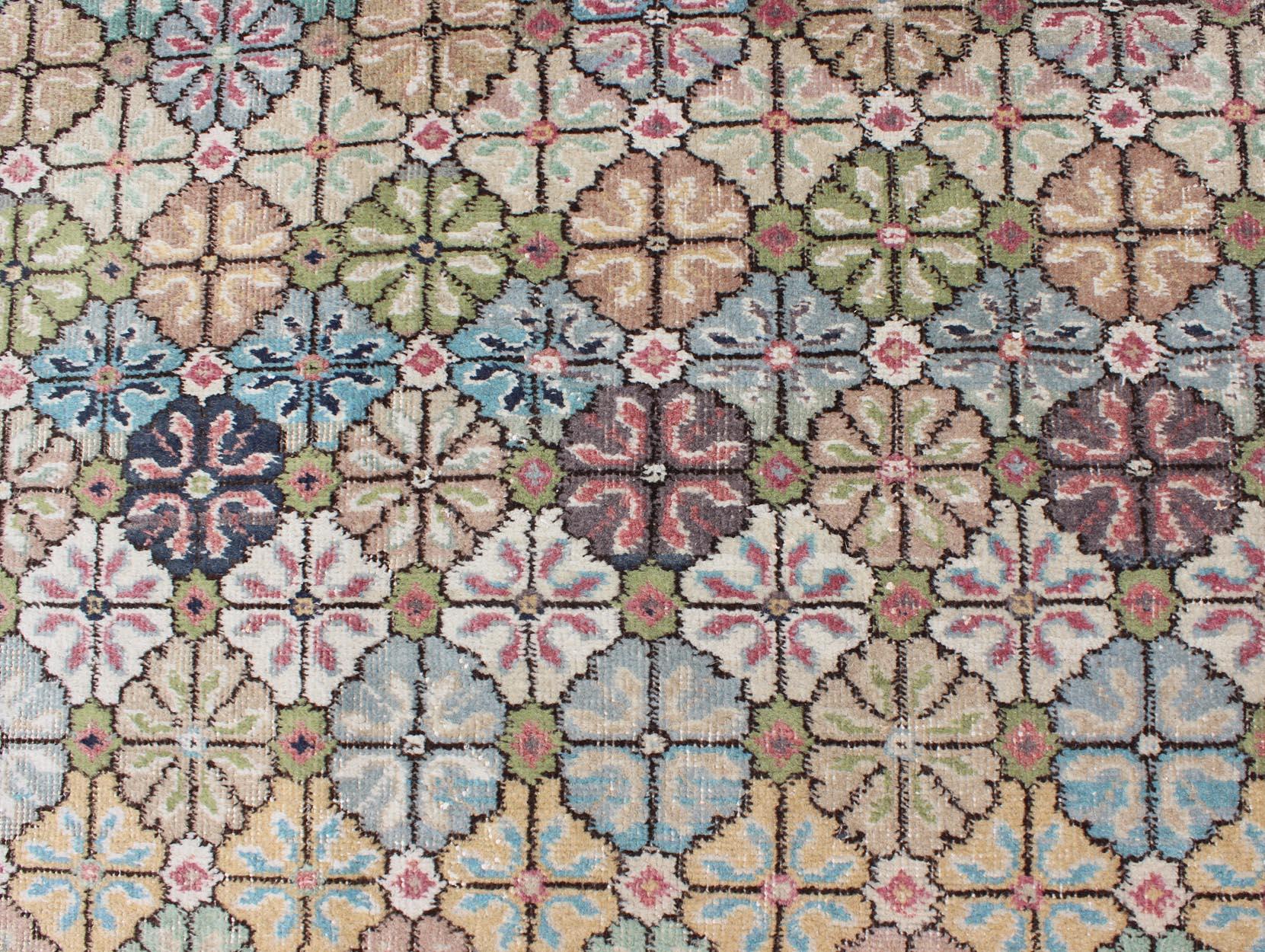 Moderne Mitte des Jahrhunderts,  Vintage  Teppich in mehrfarbigem Design in modernem Design (Mitte des 20. Jahrhunderts) im Angebot