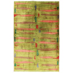 Mid-Century Modern Turkish with Bright Green Rug in Excellent Condition