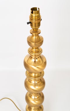 Mid-Century Modern Turned Gilded Brass Table Lamp Italy, C.1950