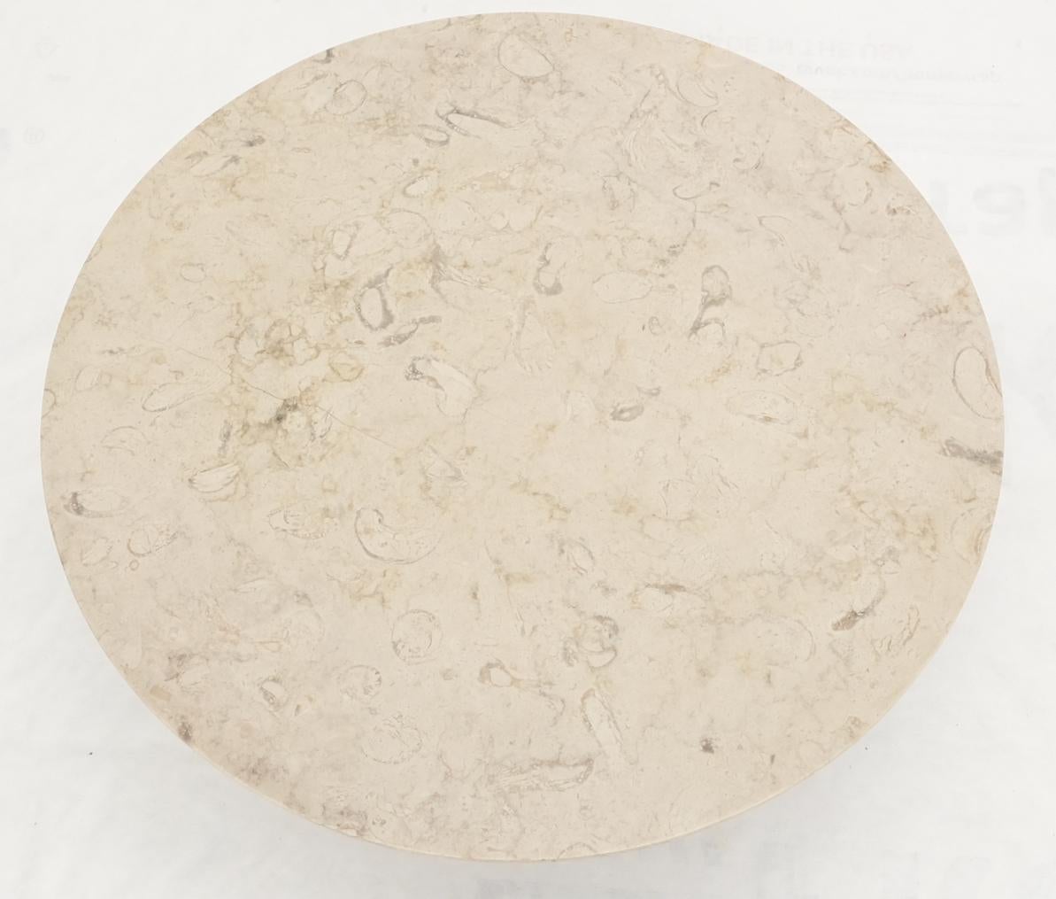 American Mid-Century Modern Turned Solid Walnut Base Marble Top Round Coffee Table MINT For Sale