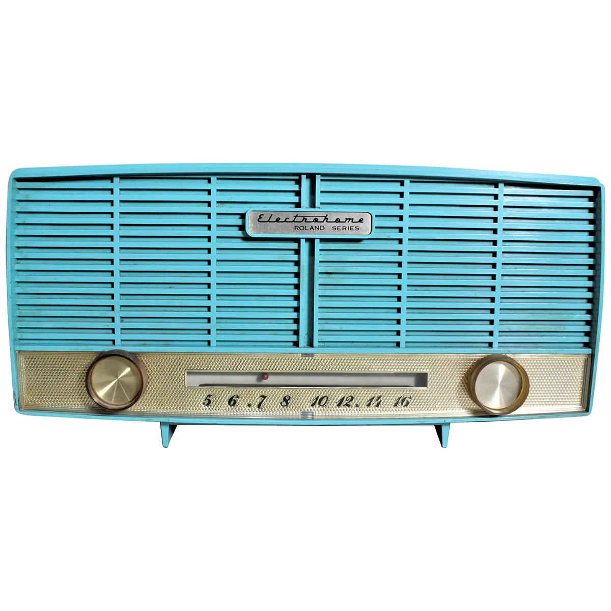 Mid-Century Modern Turquoise Electrohome Roland Series AM Tube Table Radio