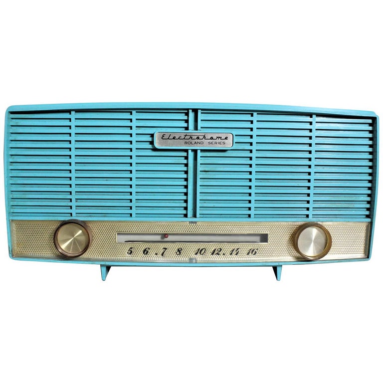 Radio de table à tubes Electrohome Roland Series AM:: turquoise:: moderne  du milieu du siècle dernier sur 1stDibs