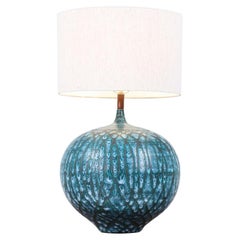 Mid-Century Modern Turquoise Glaze Ceramic Table Lamp