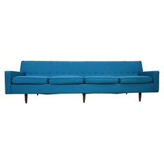 Mid-Century Modern Turquoise Lawson 4 Cushion Sofa Attr Milo Baughman James Inc.