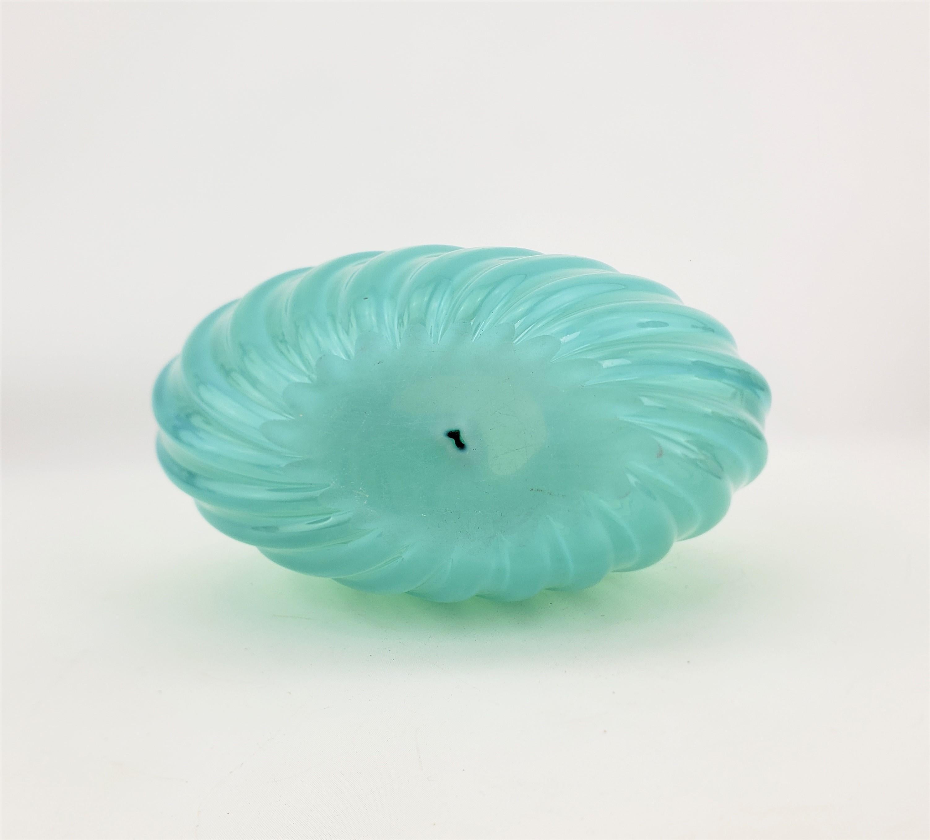 Mid-Century Modern Turquoise or Aquamarine Barovier Styled Ribbed Art Glass Vase For Sale 3