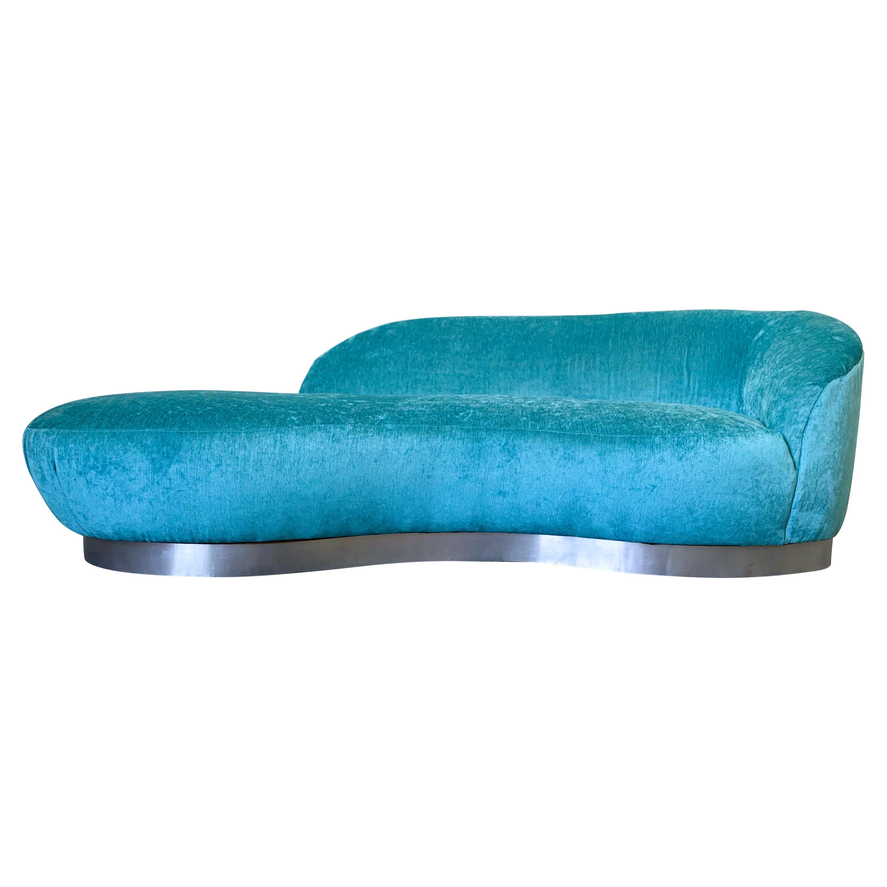 Mid-Century Modern Turquoise Cloud Sofa 