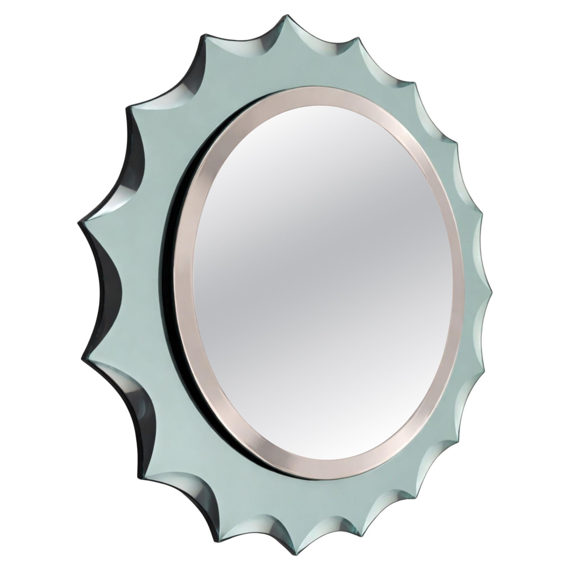 Miroir mural turquoise, style Fontana Arte, Italie, circa 1960 en vente