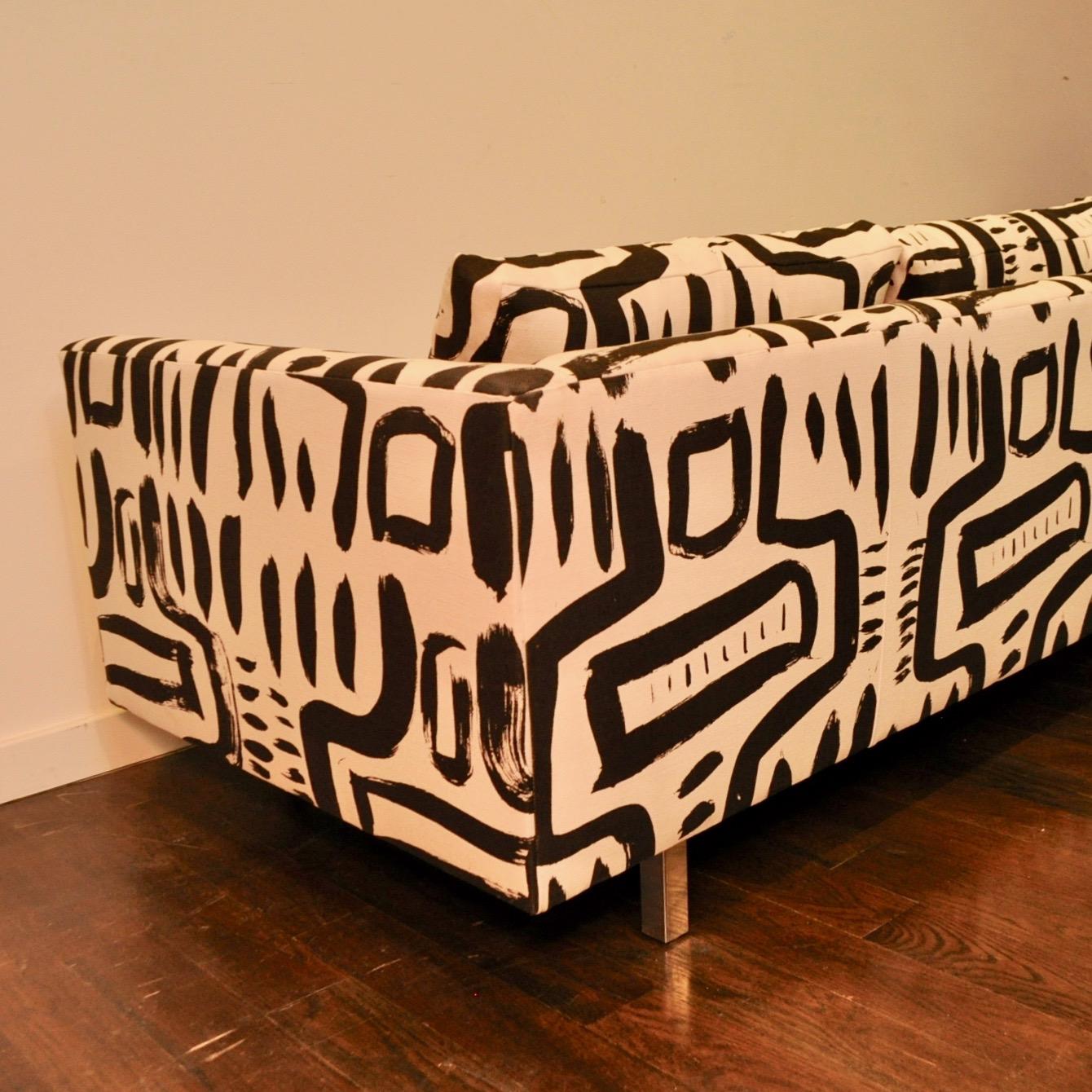 20th Century  Modern Tuxedo Sofa in Custom Made Fabric