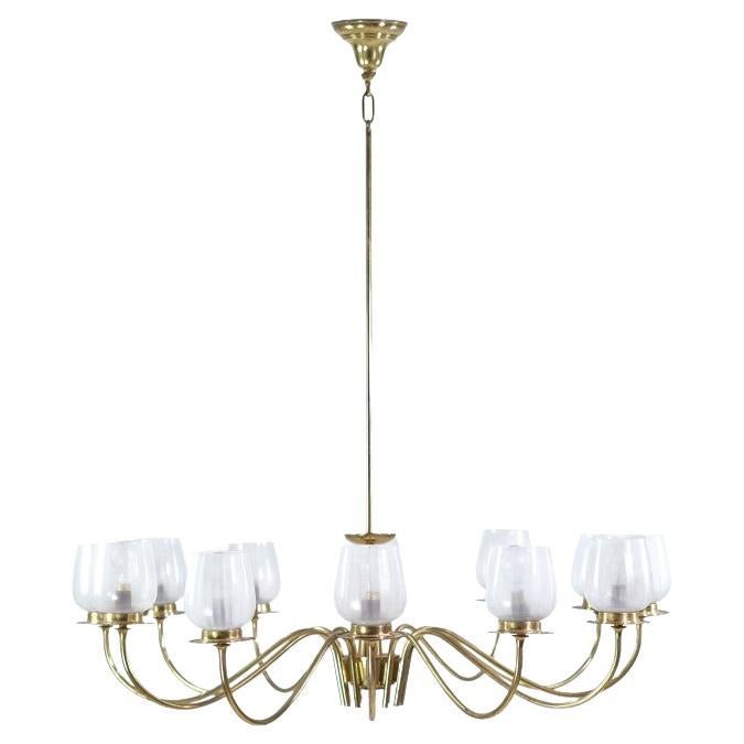 Modern 5 Way Antique Brass Spiral Arm Design Ceiling Light with Branched Crystal Accents & Frosted Globe Glass Light Shades 