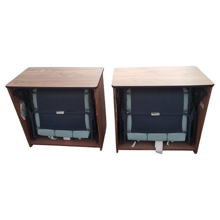 MidCentury Modern Twin Rolling Credenza Beds at 1stDibs