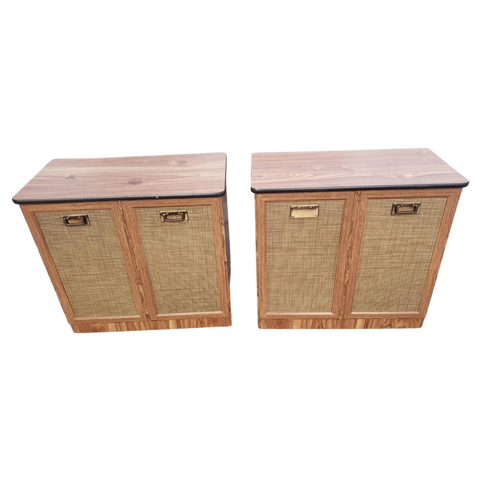 MidCentury Modern Twin Rolling Credenza Beds at 1stDibs