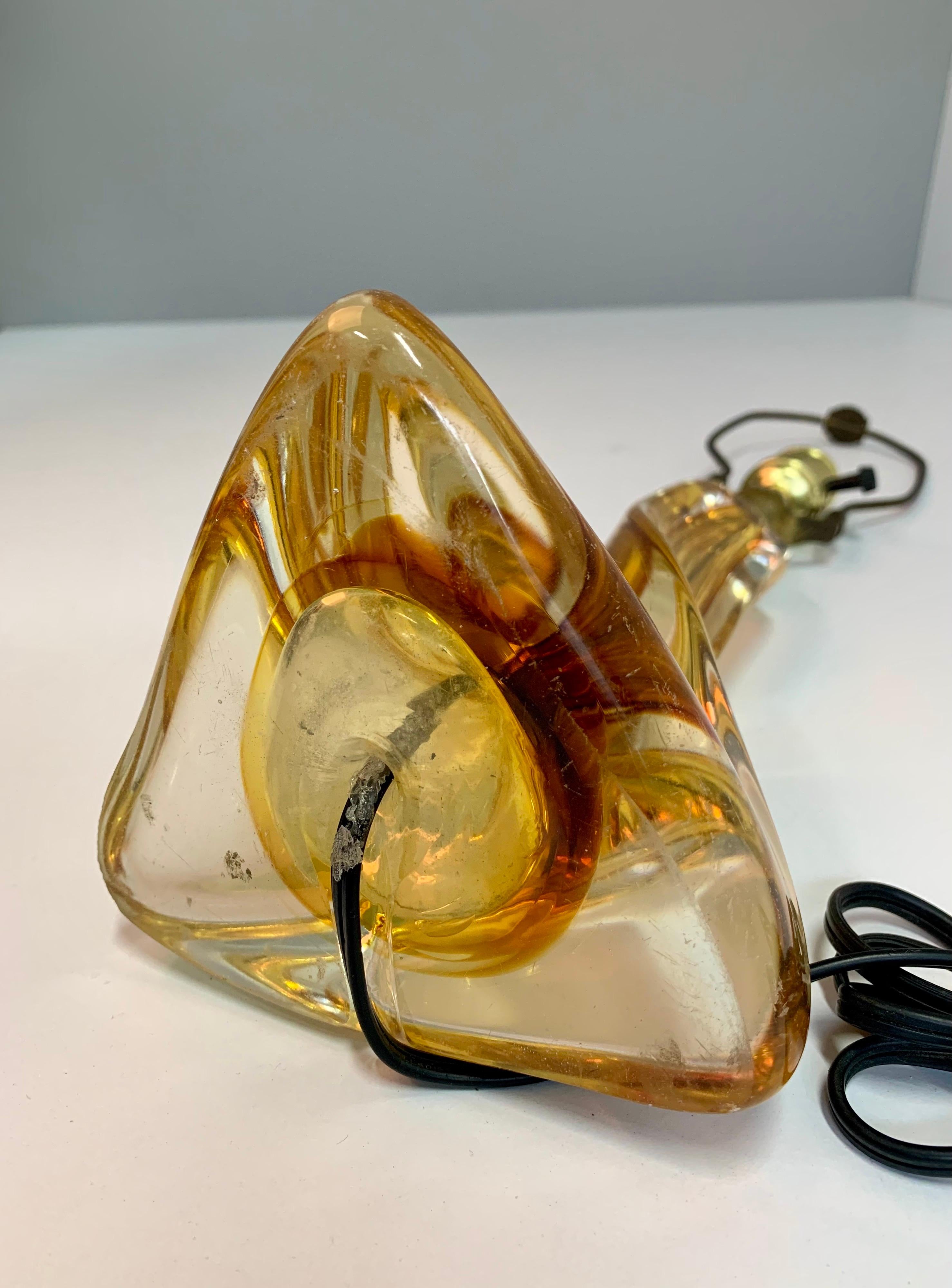 Brass Mid-Century Modern Twist Murano Glass Table Lamp