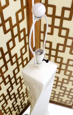 Mid-Century Modern Twisted Column White Lacquer Square Base Floor Lamp MINT!