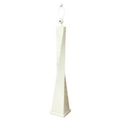 Vintage Mid-Century Modern Twisted Column White Lacquer Square Base Floor Lamp MINT!