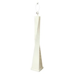 Moderne Mitte des Jahrhunderts Verdreht  Column White Lacquer Square Base Stehleuchte MINT!