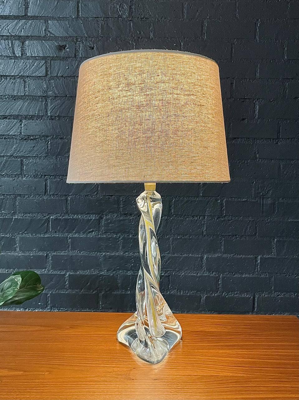 Condition: Newly Rewired, New Shade
Materials: Crystal Glass, New Shade

Dimensions: 
23.50”H x 6”W x 6”D
Shade:
9