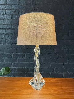Mid-Century Modern Twisted Crystal Glass Table Lamp