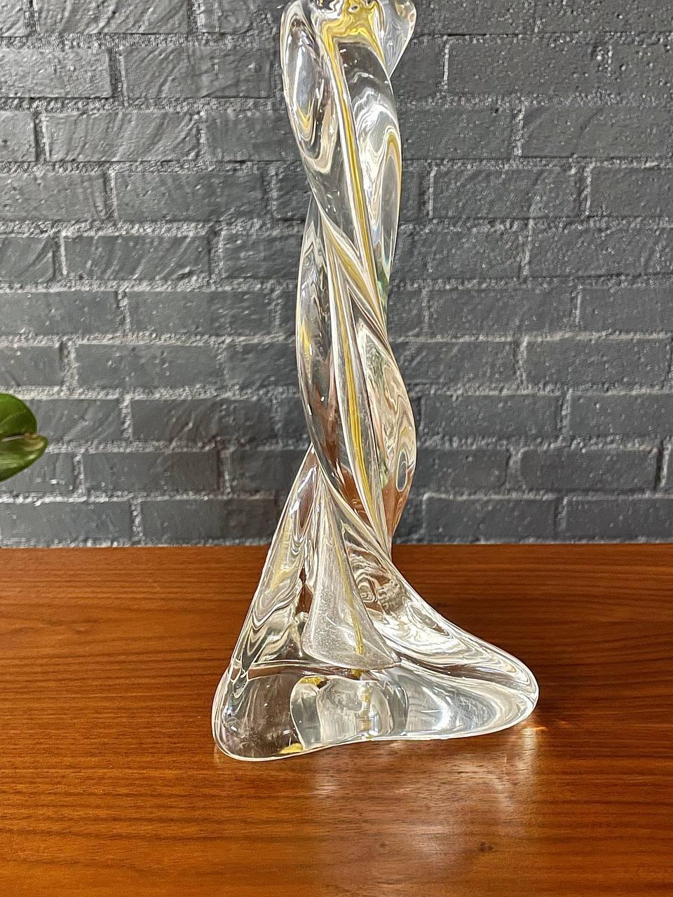 Mid-Century Modern Twisted Crystal Glass Table Lamp For Sale 4