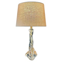 Moderne gedrehte Kristallglas-Tischlampe aus der Mitte des Jahrhunderts