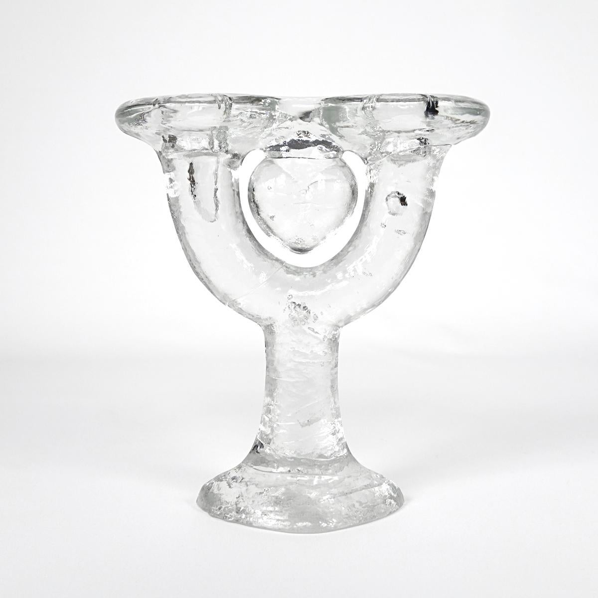 Glass Mid-Century Modern Two-Armed Candlestick by Timo Sarpaneva for Iittala For Sale