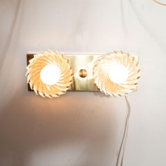 Mid-Century Modern Two Bulb Brass and Glass Pinwheel Vanity Sconce by Lightolier