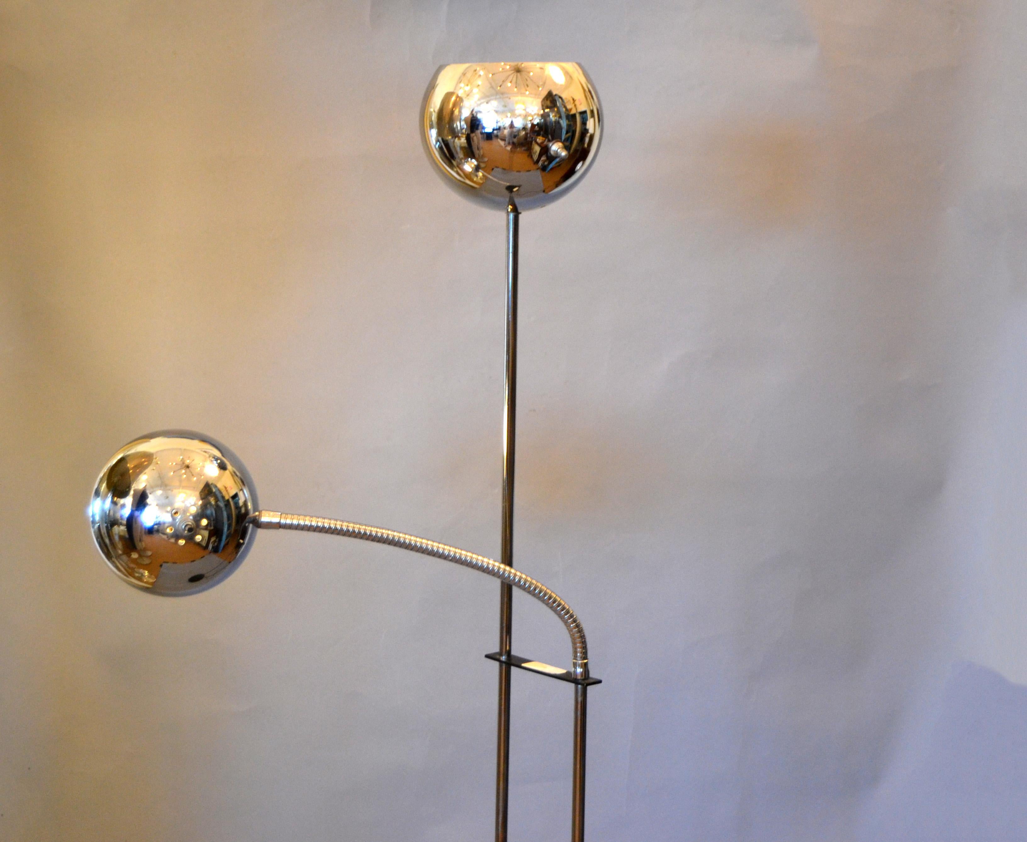 American Mid-Century Modern Two Chrome Ball Floor Lamp