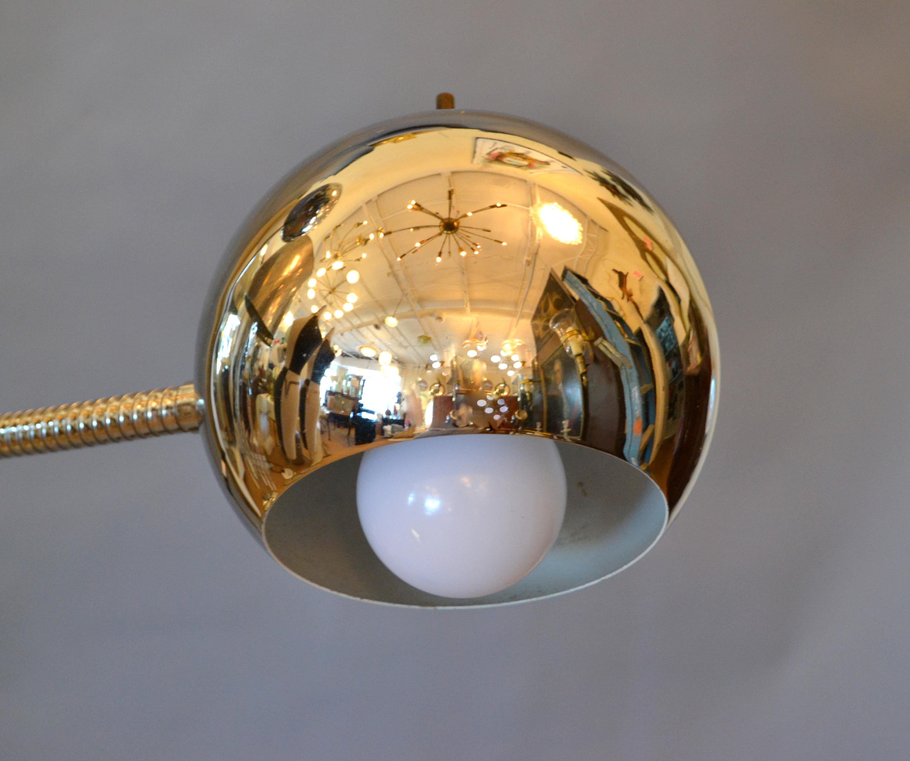 Polished Mid-Century Modern Two Chrome Ball Floor Lamp
