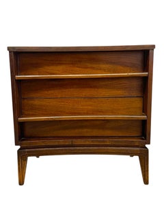 Mid Century Modern Two-Drawer End table Night Stand with Sculpted Handles