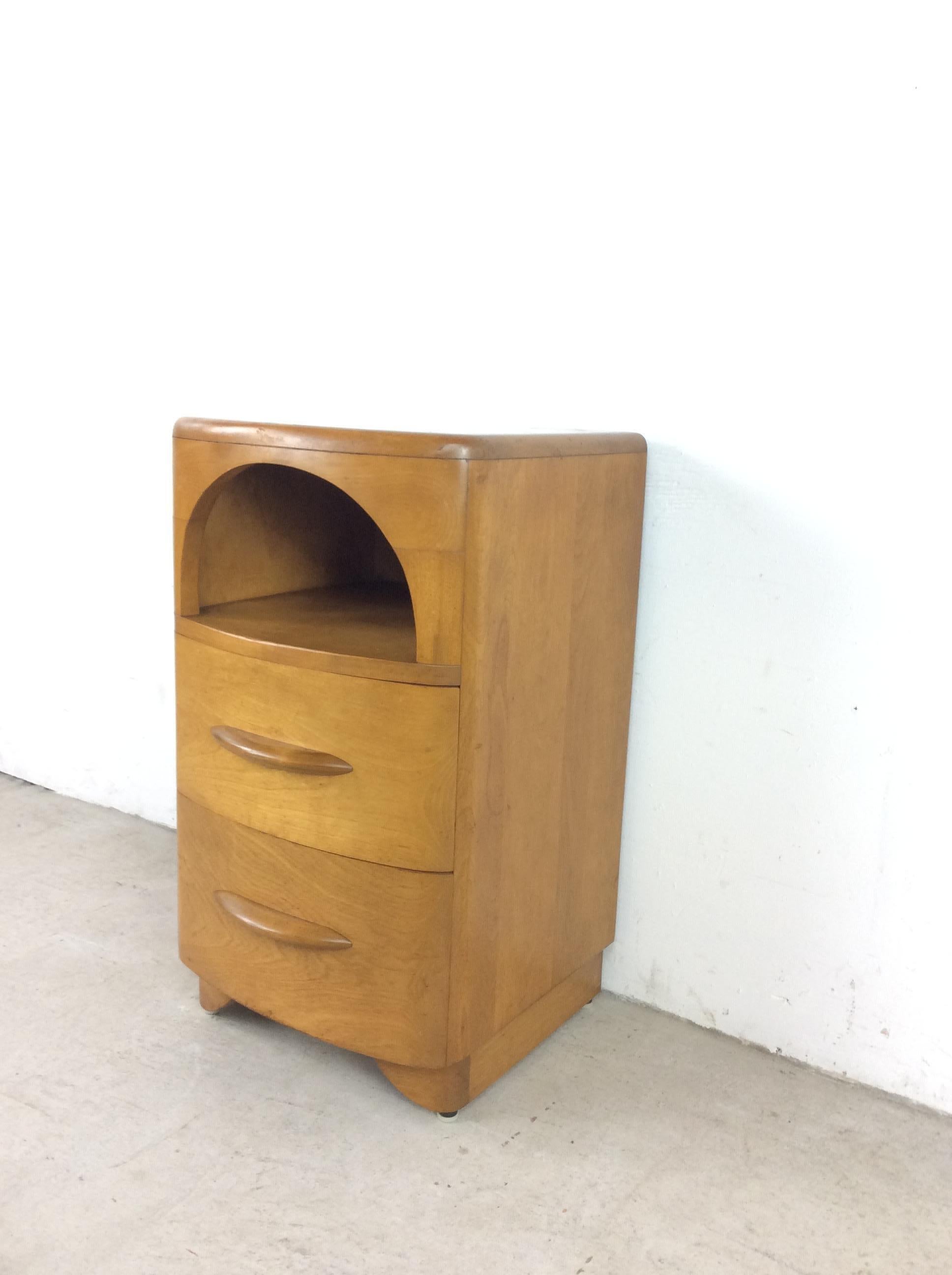 American Mid-Century Modern Two Drawer Nightstand by Heywood Wakefield