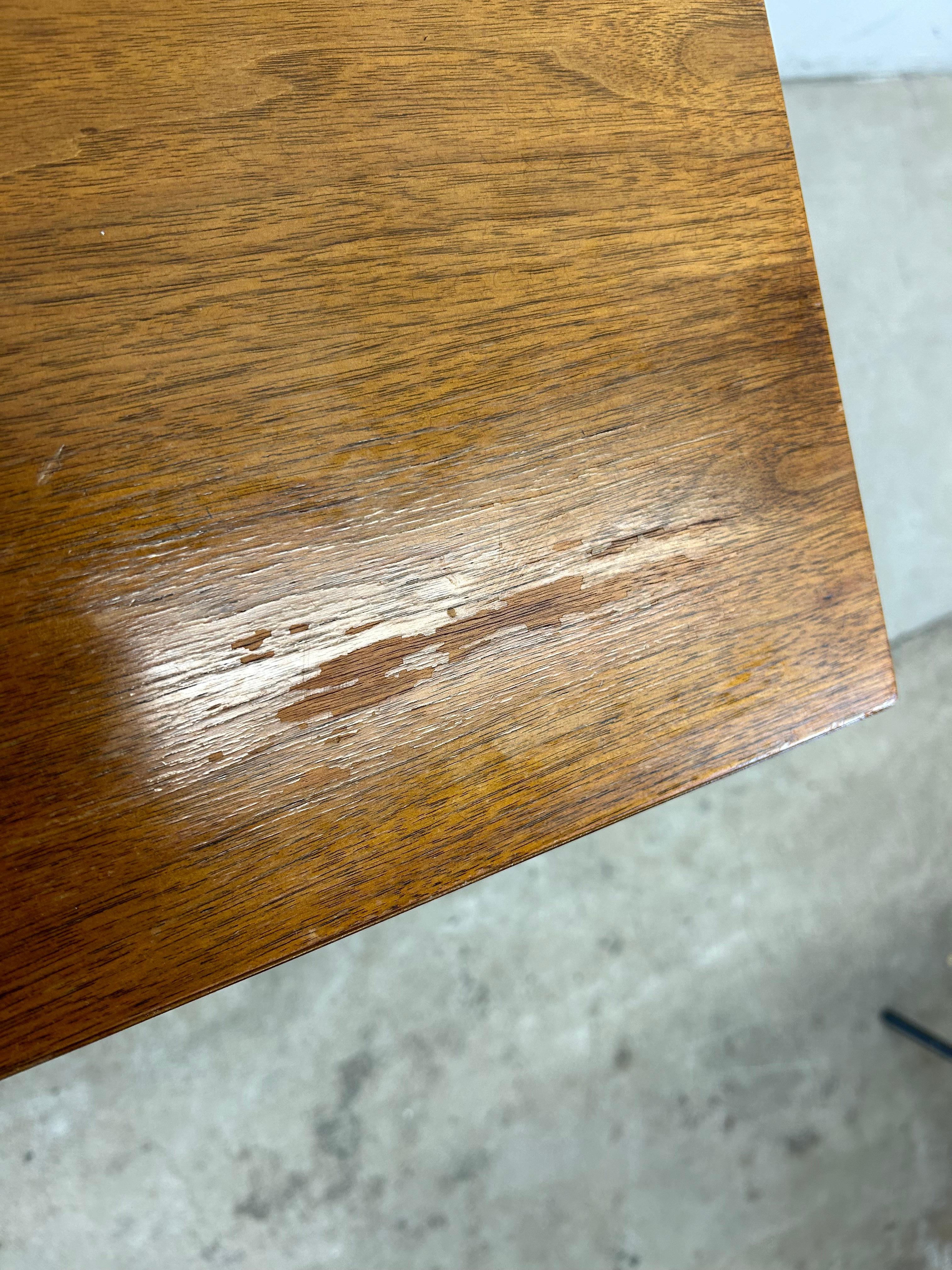 Mid Century Modern Two Drawer Nightstand with Tall Tapered Legs For Sale 8