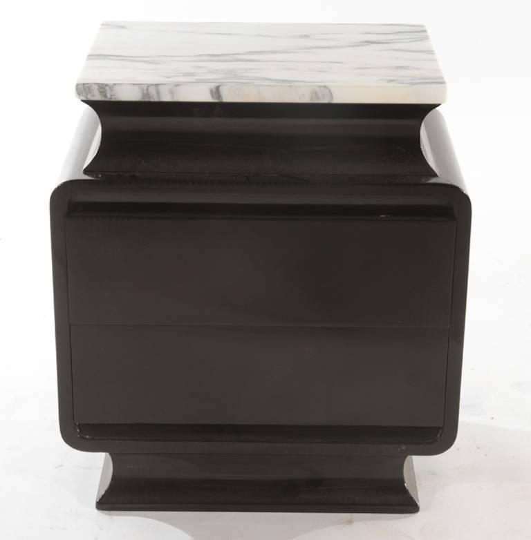 American Mid-Century End tables Bedside Tables with Marble Top 