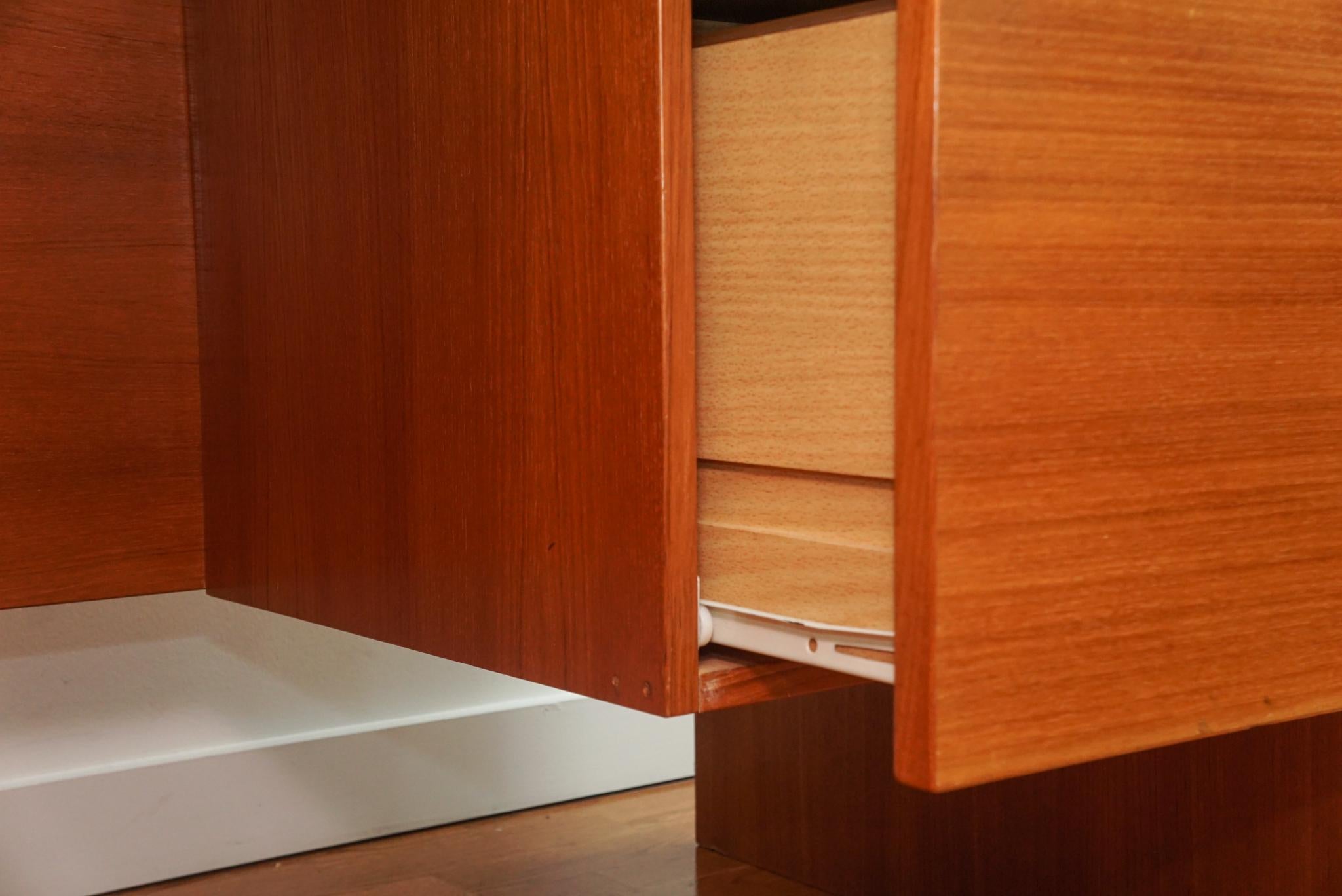 Machine-Made Mid-Century Modern Two-Drawer Teak Desk For Sale