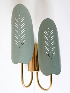 Mid-Century Modern Two Flamed Brass Wall Lamp or Sconce, 1950, Germany