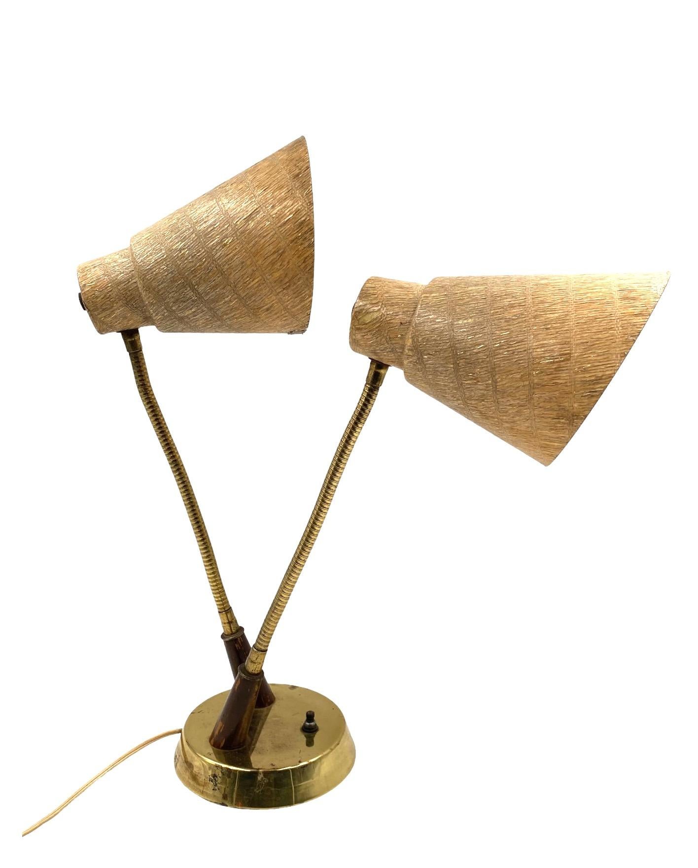Mid-century modern two lights lamp, France circa 1960 In Fair Condition For Sale In Firenze, IT